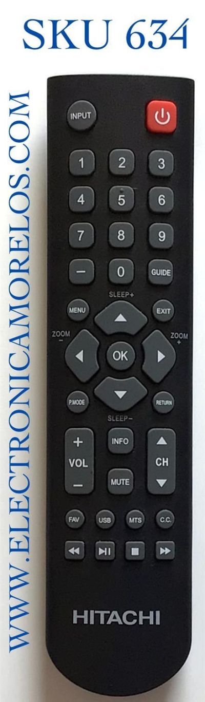 CONTROL REMOTO PARA TV HITACHI / NUMERO DE PARTE 06-520W37-C009X / MODELO 40E31